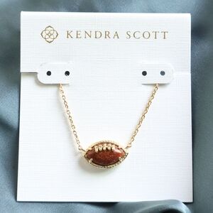 Kendra Scott Football Gold Short Necklace - Orange Goldstone